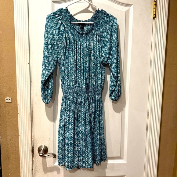 H&M Blue Patterned Mini Dress Size 6 - Picture 3 of 6